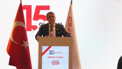 TÜSİAD Yönetim Kurulu Başkanı Orhan Turan TÜRKONFED'in "Cumhuriyetin İkinci Yüzyılında Ana Rota Eğitim" teması ile düzenlenen 15. Olağan. Genel Kurul Toplantısı’nda konuşma yaptı