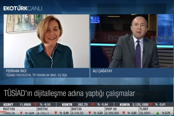 TÜSİAD Yönetim Kurulu Üyesi ve Dijital Türkiye Yuvarlak Masası Eş Başkanı Perihan İnci TÜSİAD'ın dijital dönüşüm odaklı çalışmaları ve 28 Eylül 2023'te gerçekleşecek Dijital Türkiye Konferansı hakkında Ekotürk TV'ye konuştu