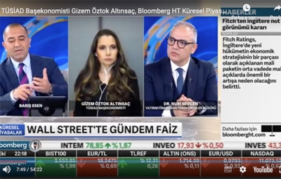 TÜSİAD Baş Ekonomisti Gizem Öztok Altınsaç Bloomberg HT'de yayınlanan Küresel Piyasalar programına katıldı.