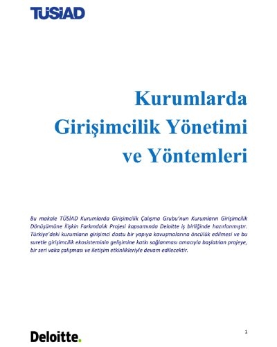 Kurumlarda Girişimcilik Yönetimi ve Yöntemleri