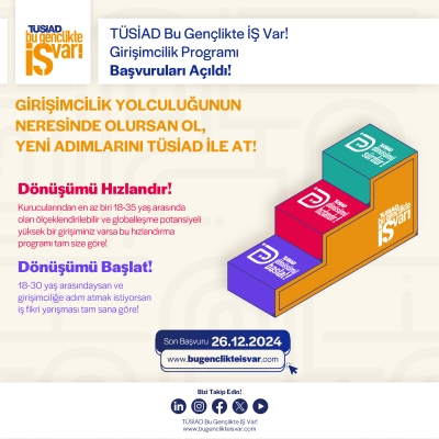 TÜSİAD Bu Gençlikte İŞ Var! 2024 – 2025 Dönemi Başvuruları Başladı!