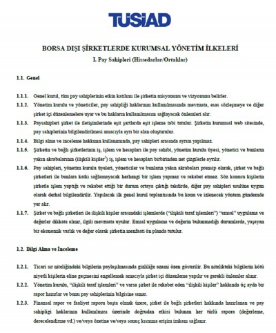 Borsa Dışı Şirketlerde Kurumsal Yönetim İlkeleri